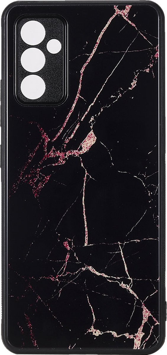 Shop4 - Samsung Galaxy A82 5G Hoesje - Harde Back Case Marmer Zwart