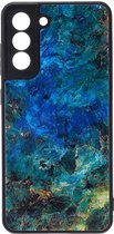 Shop4 - Samsung Galaxy S21 FE Hoesje - Harde Back Case Marmer Kleurrijk