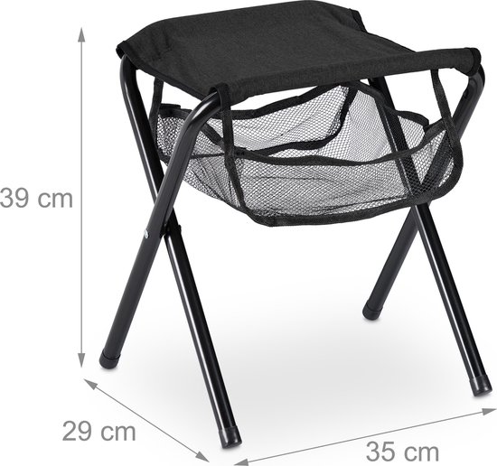 Relaxdays campingkruk - met tas - tot 120 kg belastbaar - opvouwbaar - licht - 39x29x35 cm - zwart van Relaxdays — afbeelding 5