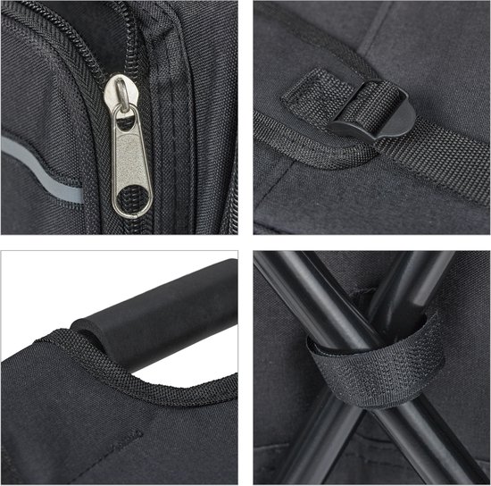 camping krukje - opvouwbaar - 42x35x29 cm - rugzak kruk - polyester - zwart van Camping — afbeelding 2