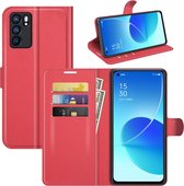 Oppo Reno6 Hoesje - MobyDefend Kunstleren Wallet Book Case - Rood - GSM Hoesje - Telefoonhoesje Geschikt Voor: Oppo Reno6