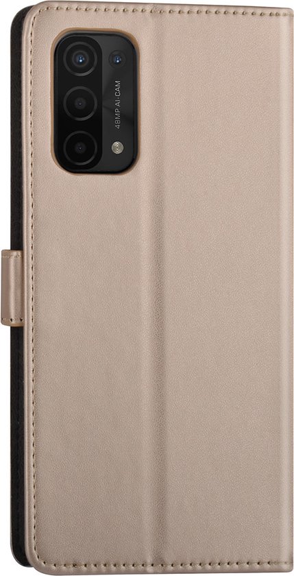 Boîtier en or pour Oppo A74 5G et Oppo A54 5G - Étui à livres - Porte-cartes - Fermeture magnétique
