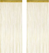 Relaxdays 2x Draadgordijn glitters - deurgordijn - draadjesgordijn - 90 x 245 cm - goud