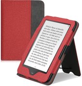 kwmobile flip cover voor e-reader - geschikt voor Tolino Vision 1 / 2 / 3 / 4 HD - Van imitatieleer en -suède - In rood / donkergrijs