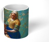 Mok - Koffiemok - Melkmeisje - Amandelbloesem - Van Gogh - Vermeer - Schilderij - Oude meesters - Mokken - 350 ML - Beker - Koffiemokken - Theemok