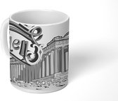 Mok - Het Parthenon met de stadsnaam Athene - zwart wit - 350 ML - Beker
