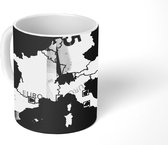Mok - The shillouette of most of eurogroup wiht european money inside - zwart wit - 350 ML - Beker