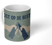 Mok - Koffiemok - Vaderdag geschenk - Opa - Illustratie - Proost op de beste opa - Quote - Spreuken - Mokken - 350 ML - Beker - Koffiemokken - Theemok - Mok met tekst