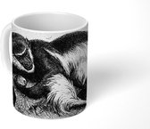 Mok - Zwart-wit tekening van een slankaap - 350 ML - Beker