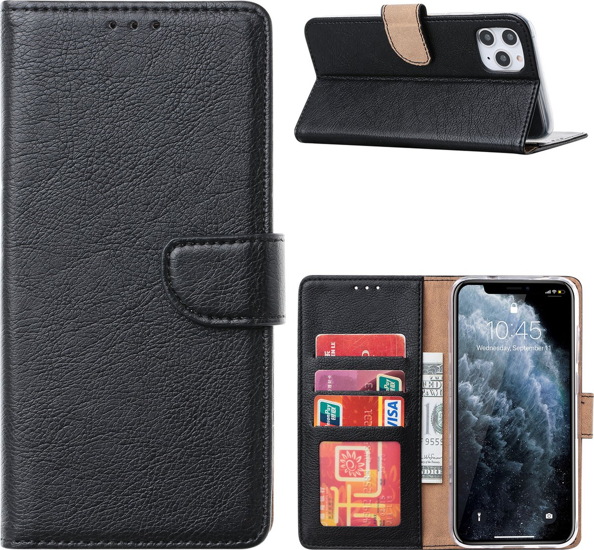 Hoesje Geschikt voor iPhone 13 Pro hoesje bookcase Zwart