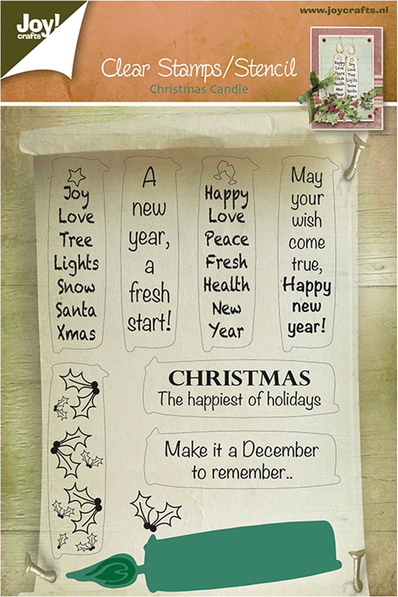 Joy!Crafts • set stempel + stencil kaarsen kerst
