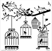 The Crafter's Workshop Stencil - 15x15cm - birds of a feather