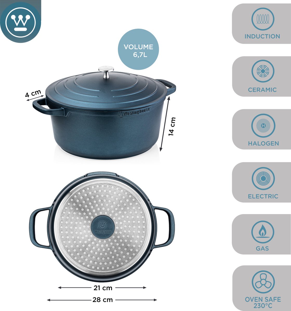 Westinghouse Performance Series Casserole à induction - 28cm - Rouge