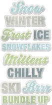 Winter frost x10 layered chipboard words