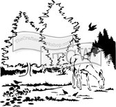 Hobbysjabloon - Template 30,5x30,5cm 30x30cm deer in woods