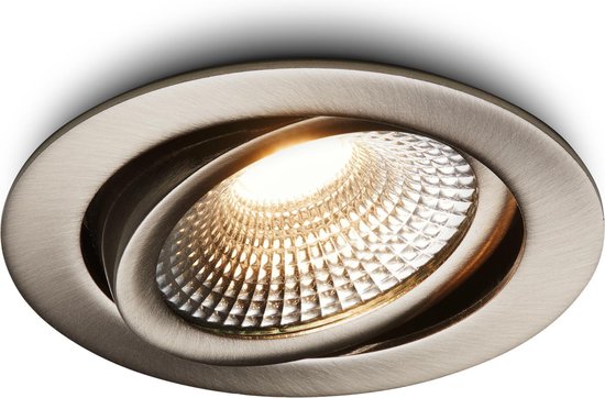 Ledisons LED Inbouwspot - Vivaro RVS 3W - Dimbare Spot - Flame-Wit - IP54 - Geschikt voor Woonkamer, Badkamer en Keuken - Plafondspot RVS - Ø68 mm