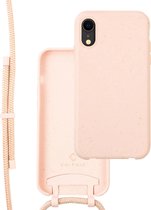 Coverzs Bio silicone case met koord geschikt voor Apple iPhone Xr - roze