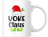 Kerst Mok met tekst: Voke Claus | Kerst Decoratie | Kerst Versiering | Grappige Cadeaus | Koffiemok | Koffiebeker | Theemok | Theebeker