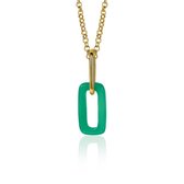 ZINZI zilveren hanger 14K geel verguld open ovale groen agaat ZIH2208G