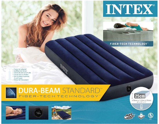 Intex Luchtbed - Classic Downy Luchtbed - Fiber-Tech - Dura-Beam Standard - 76 X 191 X 25 Cm - Blauw van Intex — afbeelding 5
