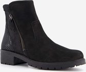 Hush Puppies suede dames enkellaarsjes met hak - Zwart - Maat 42 - Echt leer - Uitneembare zool