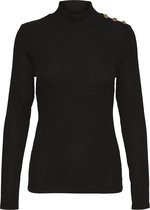 Vero Moda T-shirt Vmjanelle L/s Structure Button Top 10270321 Black Dames Maat - M