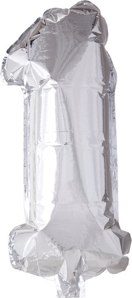 Folie ballon cijfer 1 zilver 41cm