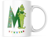 Kerst Mok: Grinch Letter M | Kerst Decoratie | Kerst Versiering | Grappige Cadeaus | Koffiemok | Koffiebeker | Theemok | Theebeker