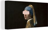 Canvas Schilderij Meisje met de parel - Vermeer - Verf - 80x40 cm - Wanddecoratie