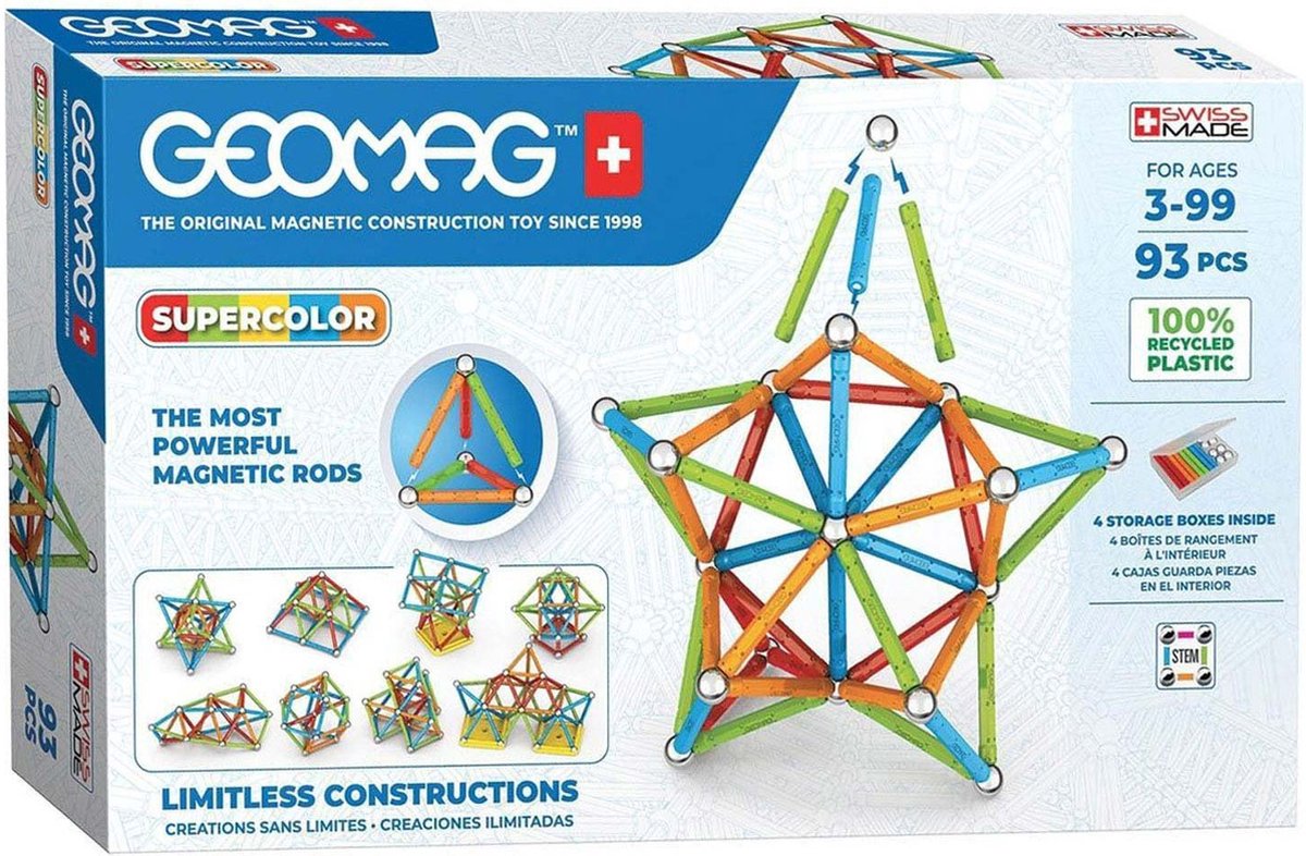 Geomag Super Color Recycled - Magnetisch Constructiespeelgoed met Panelen - 93-delig - Vanaf 3 jaar — afbeelding 11
