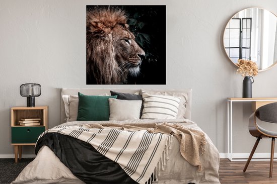 Affiche Lion - Feuilles - Animaux - 100x100 cm XXL