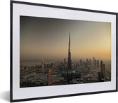 Fotolijst incl. Poster - Zonsondergang achter de Burj Khalifa en Dubai - 40x30 cm - Posterlijst