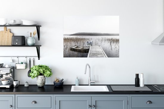 Barques amarrées à une jetée Poster 80x60 cm - Tirage photo sur Poster (décoration murale salon / chambre)