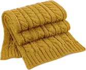 Warme kabel-gebreide winter sjaal in het mosterd geel - Zee luxe kwaliteit van 100% acryl - Dames/heren/volwassenen