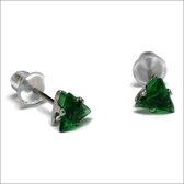 Aramat jewels ® - Zirkonia zweerknopjes driehoek 5mm oorbellen groen chirurgisch staal