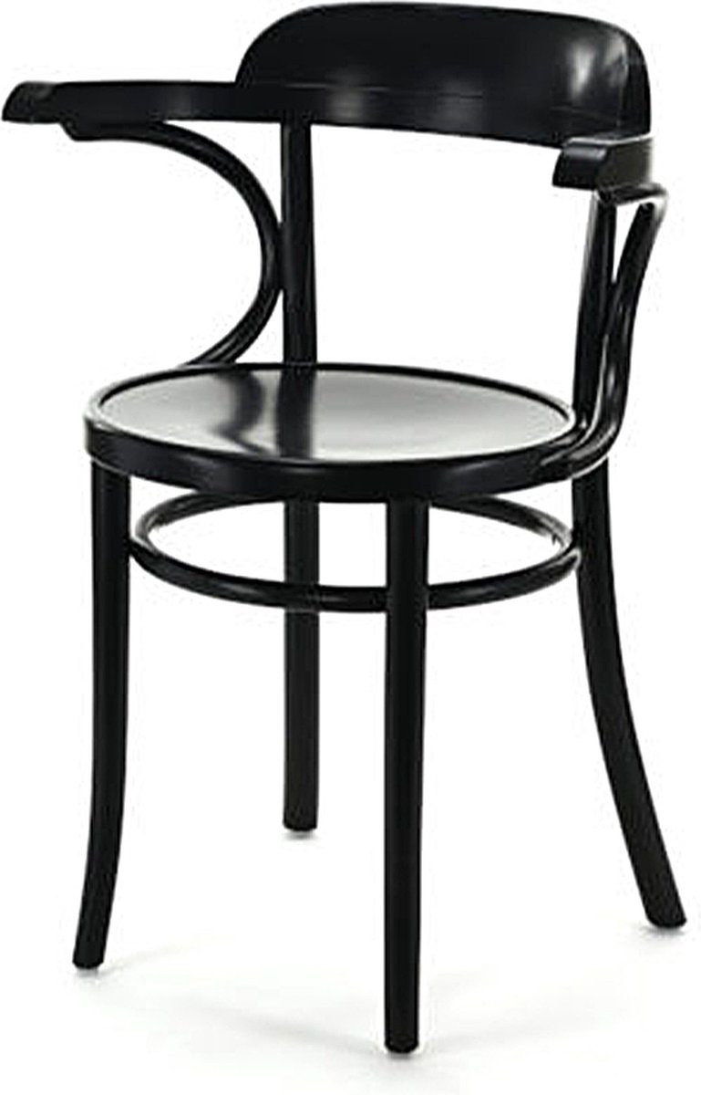 Fameg Thijs Eetkamerstoel Zwart - Met Armleuning - Hout - Café Stoel