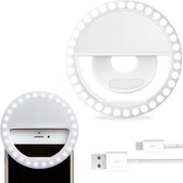 Selfie Ring Light LED Light Wit - Lampe Universelle Selfie Ring Wit - Selfie Ringlight Avec Clip Rechargeable - Wit