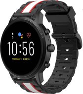 Siliconen Smartwatch bandje - Geschikt voor  Fossil Gen 5 Special Edition band - zwart/wit - Strap-it Horlogeband / Polsband / Armband