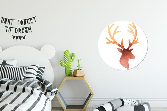 Illustration aquarelle d'une assiette en plastique cerf Wall Circle Wall 60 cm - impression photo sur cercle mural / cercle vivant (décoration murale)