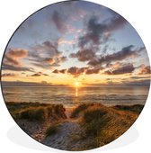 WallCircle - Wandcirkel - Muurcirkel - Kleurrijke zonsondergang boven de kalme duinen - Aluminium - Dibond - ⌀ 60 cm - Binnen en Buiten