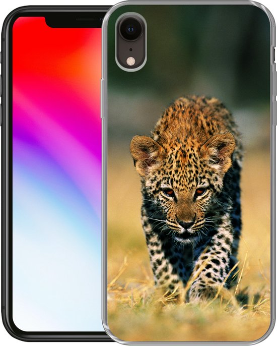 Coque iPhone XR - Léopard - Macro - Herbe - Siliconen