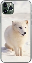 Geschikt voor iPhone 11 Pro Max hoesje - Vos - Sneeuw - Wit - Siliconen Telefoonhoesje