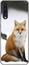 Geschikt voor Samsung Galaxy A50 hoesje - Vos - Sneeuw - Winter - Siliconen Telefoonhoesje