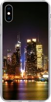 Geschikt voor iPhone Xs hoesje - New York - Skyline - Kleuren - Siliconen Telefoonhoesje