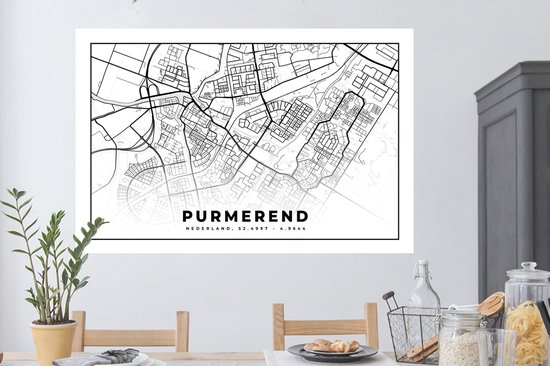 Stickers muraux - Carte - Purmerend - Nederland - 120x80 cm - Feuille adhésive