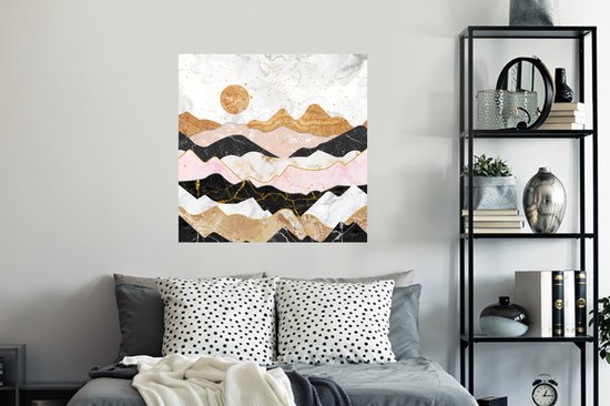 Stickers muraux - Film autocollant - Marbre - Pastel - Or - 100x100 cm - Film adhésif - Stickers muraux Chambre d'enfant - Papier peint autocollant XXL