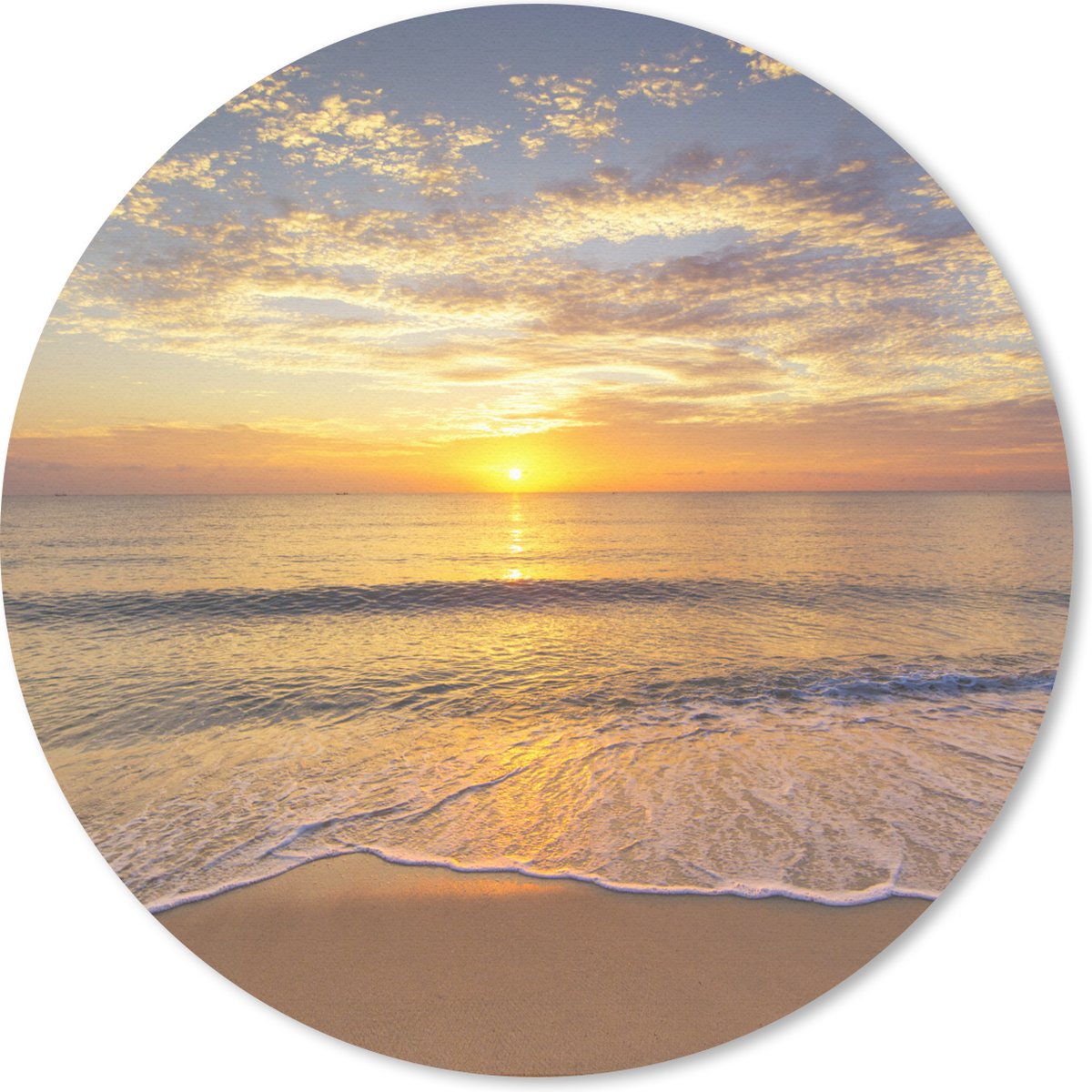 Muismat rond 50x50 cm - Mousepad Strand - Zonsondergang - Zee - Ronde muismatten