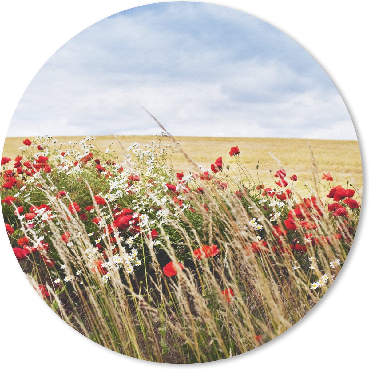 Muismat rond 20x20 cm - Mousepad Wolken - Bloemen - Rood - Ronde muismatten