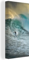 Tableau sur toile Surfeur sur grosses vagues - 20x40 cm - Décoration murale