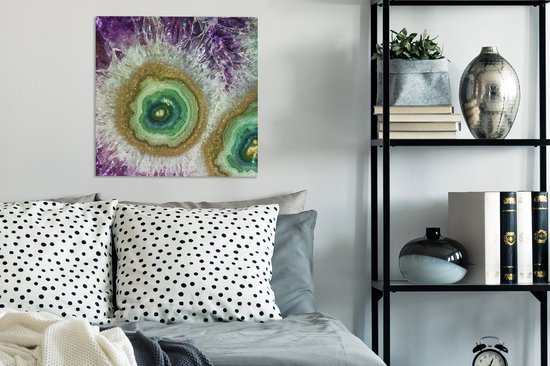 Tableau sur toile Intérieur d'une améthyste - 50x50 cm - Décoration murale